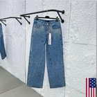 Men Women Fashion Luxury Trendy Rhinestone Diamonds Loose Jeans Low Waist Pants