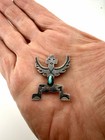 Vintage Native American Old Pawn Sterling Silver Knifewing Turquoise Pendant
