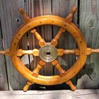 24 brass Wooden Vintage Ship Steering Wheel Pirate Decor Wood Fishing Wall Boat