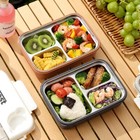 Bento Box Stainless Steel  Lunch Box With 3 Compartment utensils sauce Jar 900ml