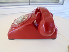 Vintage Rotary Dial Red Desk Telephone Itt Bell System