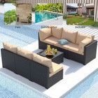 7 Pcs Patio Wicker Furniture Set Outdoor Couch Sofa Table Set W  Cushions Garden