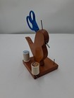 Vintage Wooden Sewing Caddy Bird Carved Duck For Thread Spool Scissor 1940s Usa