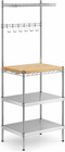Chrome Baker s Rack With Stainless Steel Shelves  Hardwood Cutting Board  18x24x