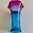 Beautiful Two-tone Pink   Blue Glass Vase scalloped Top 7 5 x5  perfect Gift 