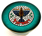 Vintag Jewish Hebrew Bowl   Lid With Enamel Menorah Israel Judaica Judaism Brass