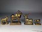 Antique Collection Of Four 19th Century Indian India Bronze Statues Of Nandi