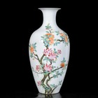 A Pair Chinese Pastel Porcelain Handpainted Exquisite Flower plant Vase 10195