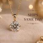 Round Solitaire Diamond Pendant With Necklace 925 Sterling Silver Chain