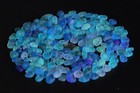 Center Drilled Sea Beach Glass 50 Pcs Lot Blue Aqua Turquoise Cobalt Jewelry Use