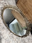 Mirrored Vanity Tray Dresser Vintage Gold Gilt Filigree Oval