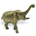 Vintage Engraved Solid Brass Elephant Figurine Lucky Truck Up Mcm Estate Euc
