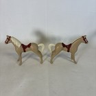 2 Vintage Little Tikes Dollhouse Tan Stable Barn Horse pony W saddle- Tan