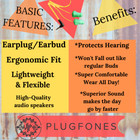 Plugfones Y g Foam Noise Cancellation Earbuds Earplugs Headphones Ear Protection