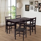 5-piece Solid Wood Dining Table Set Pine Kitchen Table With Upholstered Chairs
