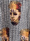Vintage Malaika Mens Dashiki Woven Cotton Toscano Queen Mother Iyoba Mask Shirt