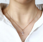 Women s Fashion Jewelry Rose Gold Silver Crystal Cross Pendant Necklace 72-9