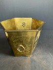 Vintage Hexagon Chinese Incised Brass Planter