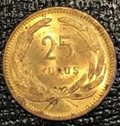 High Grade Au unc 1956 Turkey 25 Kurus Coin-jul256