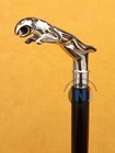 Vintage Antique Victorian Walking Stick Jaguar Handle Style Brass Wooden Cane
