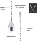 Stainless Steel Weighted Barspoon  Japanese Style Twisted Stem Handle  Teardrop