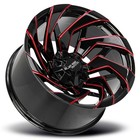 20x10 Off-road Monster Wheels M24 Gloss Black Candy Red Milled Rims  4pcs 