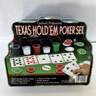Texas Hold Em Poker Set 200 Chip Tin Set With Card Deck And Felt Cardinal Nice
