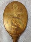 Vintage Victorian Gold-toned Floral Motif Vanity Hand Held Mirror 10   4 5 