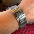 Celtic Knot Wide Cuff Bracelet Irish Scottish Norse Bangle Men Women New Pewter