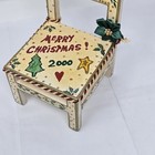 Vtg Christmas Decor Handmade Miniature Doll House Hand Painted Wooden Chair 8 h