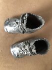 Antique Silver Dipped Child Baby Shoes  pair  Vintage D  cor Bookends Nostalgia