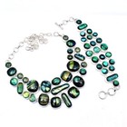 Fancy Dichroic Glass Gemstone 925 Sterling Silver Necklace Bracelet Set For Her