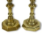 Pair Brass Candlesticks Antique W pusher Push Up Candleholders 19th Century 7 5 