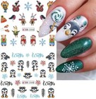 Christmas Nail Art Stickers Winter Penguin Nail Decals Cute Water Christmas D