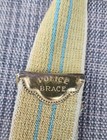 Vintage Striped Brass Leather Police Brace Suspenders 1940s-1950s