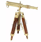 Telescope W  Decorative Gift Solid Brass Wooden Tripod Vintage Antique Nautical