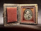 Rare 1 16 Plate Daguerreotype - Pretty Bonnet Girl In Fur - Inside Nice Mop Case