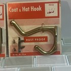 Vintage Pair Of New Old Stock Cast Brass Hat    Coat Wall Hook 3 x2 5 