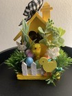 Hand Painted Spring Garden Easter Eggs Mini Wood Birdhouse Decorated Bunny Chick