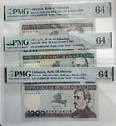 Lithuania 100  500  1000 Litu 1991  1994 Unc  Pmg 64 Same Serial Numbers Litauen