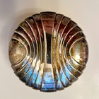 Vintage Crystal Powder Jar Trinket Box Vanity Pot Art Deco Silver Plated Lid Nib