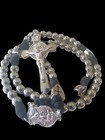 Mens Heavyweight Stainless Steel  Black Paracord Rosary crusaders Shields