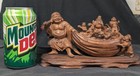 Beautiful Antique Japanese Carved Wood Okimono Of Netsuke Sized Figures Signed