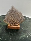 Vtg  Smyers Gold Accent Art Glass Coasters Set Of 6 W wood Holder Mcm Barware