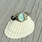 Bluish Seafoam Genuine Caribbean Sea Glass Sterling Silver Ring Size 7