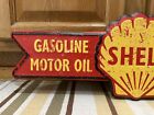 Shell Gasoline Motor Oil Metal Sign Sold Here Arrow Vintage Style Wall Decor