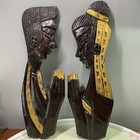 Vintage African Wooden Wall Art  Carved painted Teak ebony Wood Praying Hand 15   