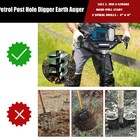 52cc 2-stroke Gas Power Auger Post Hole Digger Earth Auger Set 8500rpm New