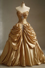 Luxury Gold Satin Sweetheart Wedding Dresses With Beaded A Line Bridal Gowns