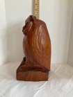 Hand Carved Wooden Horned Owl 10    Signed